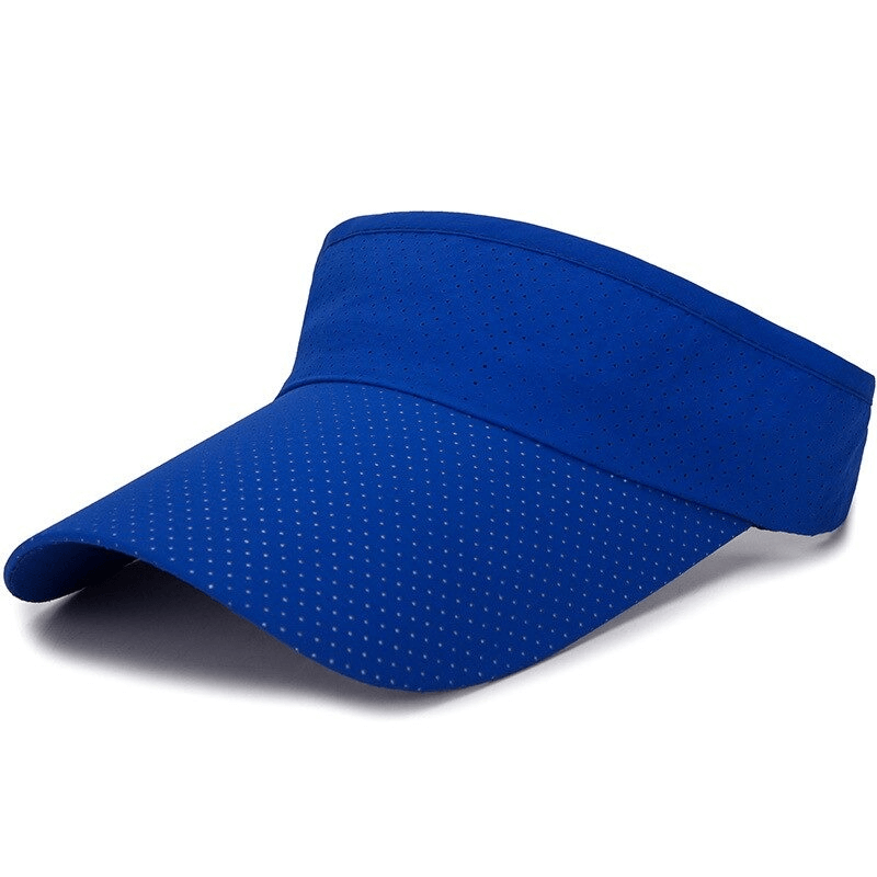 Blue breathable sun hat visor with adjustable fit and 4.13in brim, ideal for summer activities and sun protection.